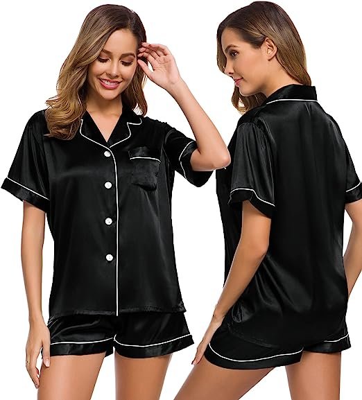 Women's Silk Satin Pajama Set Loungewear Button Down