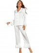 Women's Satin Notch Collar Blouse and Ruffle Hem Pants Set