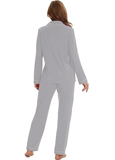 Button up Pajamas for Women, Long Sleeve Sleepwear Soft Loungewear